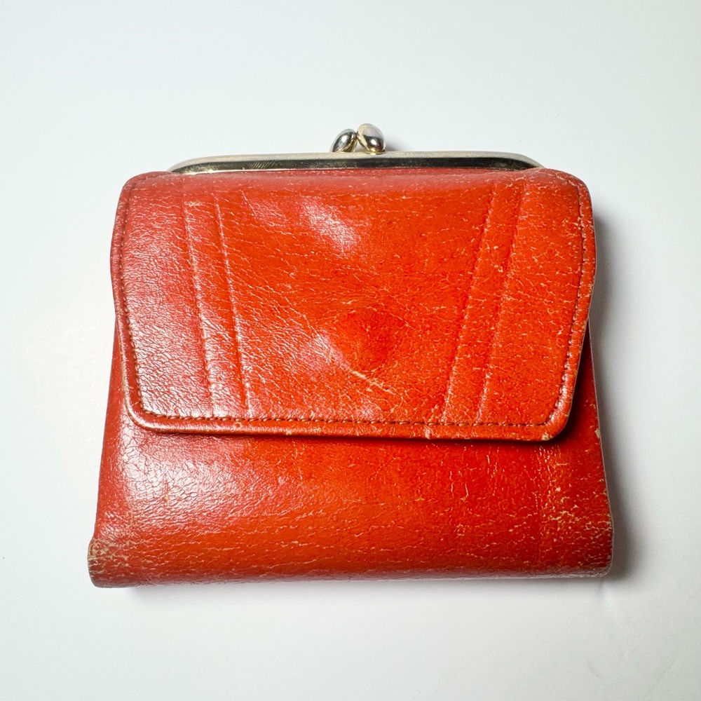 Vintage Princess Gardner Orange Leather Women's Wallet • 3x3”